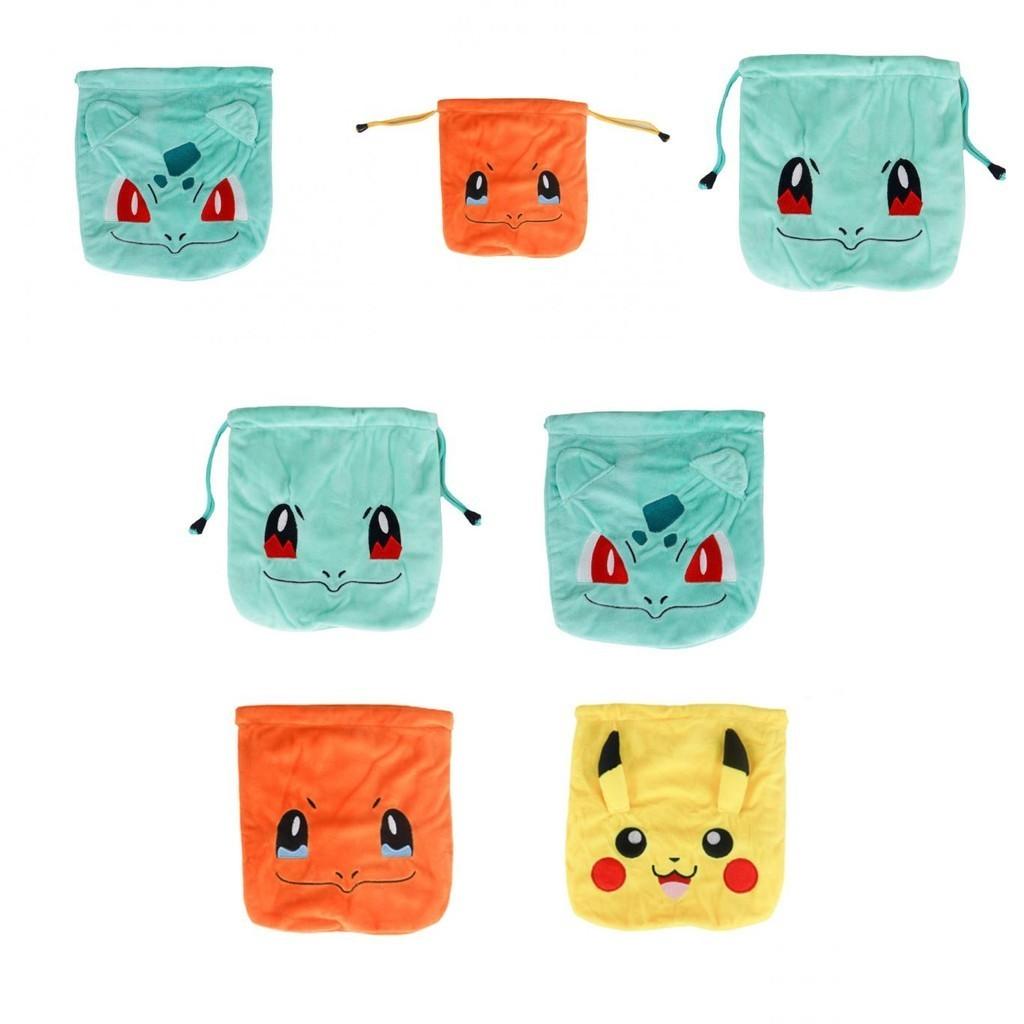 Cute Cartoon Plush Drawstring Bag For Pikachu Charmander Bulbasaur Squirtle Soft Pp Cotton Fill 20cm