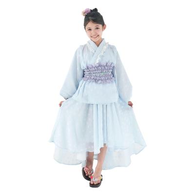 Yukata Girls Separate 3 Piece Set Yukata Dress Clothes Kids Yumekawa Easy Dressing [NISHIORI] Children's Two-Part (D-3, 130cm)