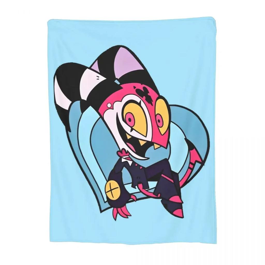 Kreslená deka Helluva-Boss Flanelová Letní Multifunkční Lehká Přehozová Deka na Pohovku do Auta Plyšová Tenká Prošívaná deka