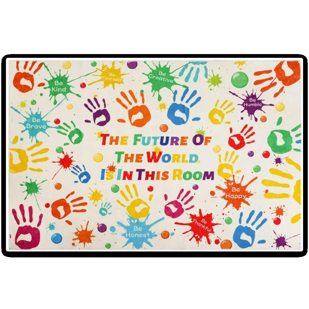 

Colored Handprint Interactive Floor Mat Living Room Sofa Rug Nursery Kid s Play Mat Bedroom Rug Parent-child Activity Rug 40x60CM