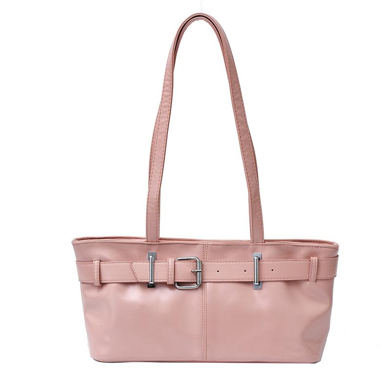 Chic Minimalist Solid Color Shoulder Bag New Retro Faux Leather Handbag Trendy Street Style Commuter Purse KTB