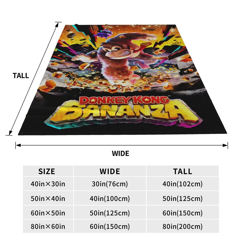 Gra Donkey Kong Bananza Koc z Gadżetami Miękki Aksamitny Koc Rzutowy Relaksująca Kołdra
