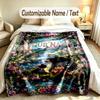 Bear Panda Theme Soft Blanket Personalized Custom Name Text Print Warm Blanket Home Sofa Bedroom Decor