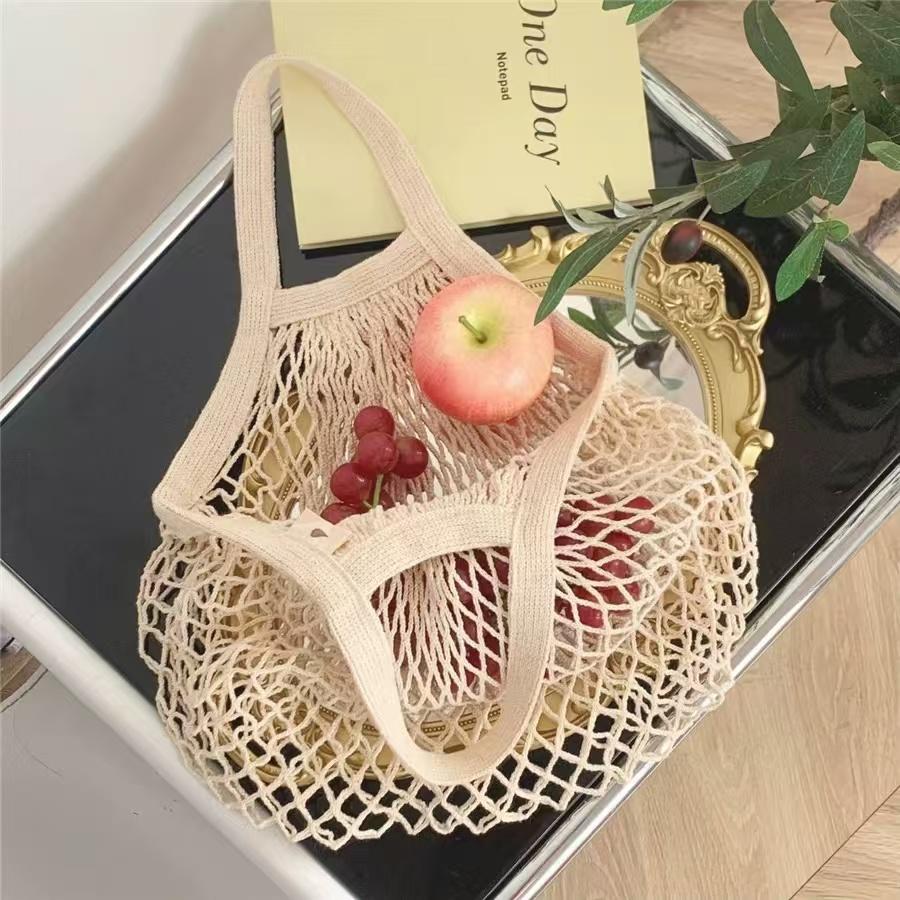 1Pc Portable Reusable Grocery Shopping Bag Mesh Mesh Bag Foldableable Grocery Bag Fruit and Vegetable Bag