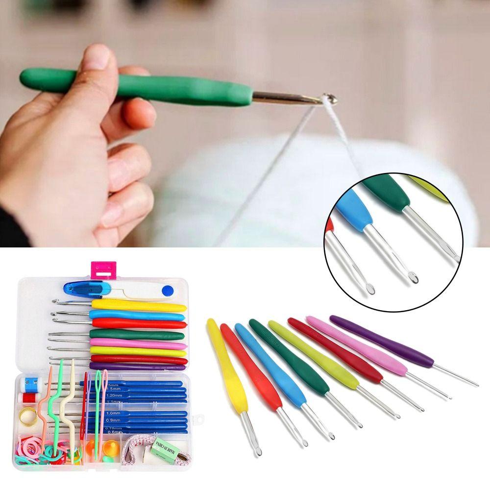 53PCS Mixed Color Crochet Hooks Kit with Box DIY Weaving Tools Useful Knitting Needles  Home Use
