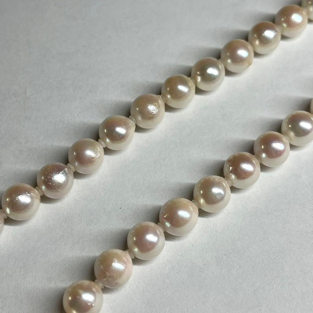 Used TeriryoshiAkoya pearl 7.0-7.5mm necklace silver engraved genuine pearl pearl necklace