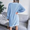 Women Fall Winter V Neck Long Sleeve Solid Color Sweater All Match Knit Dresses