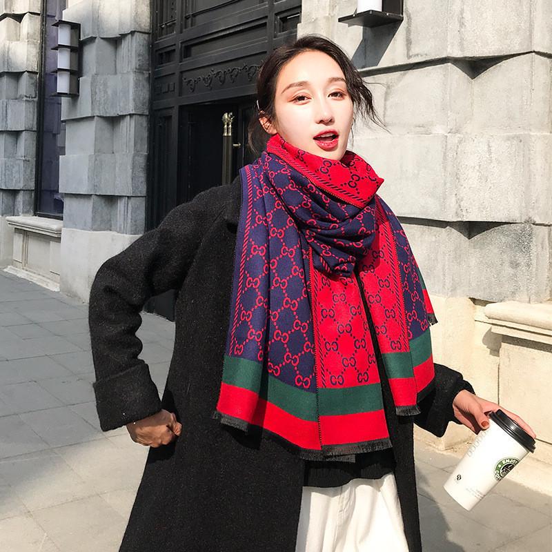 Women's Cashmere Blend Double-Sided Scarf - Autumn/Winter Warm Shawl, Versatile High-End Fashion