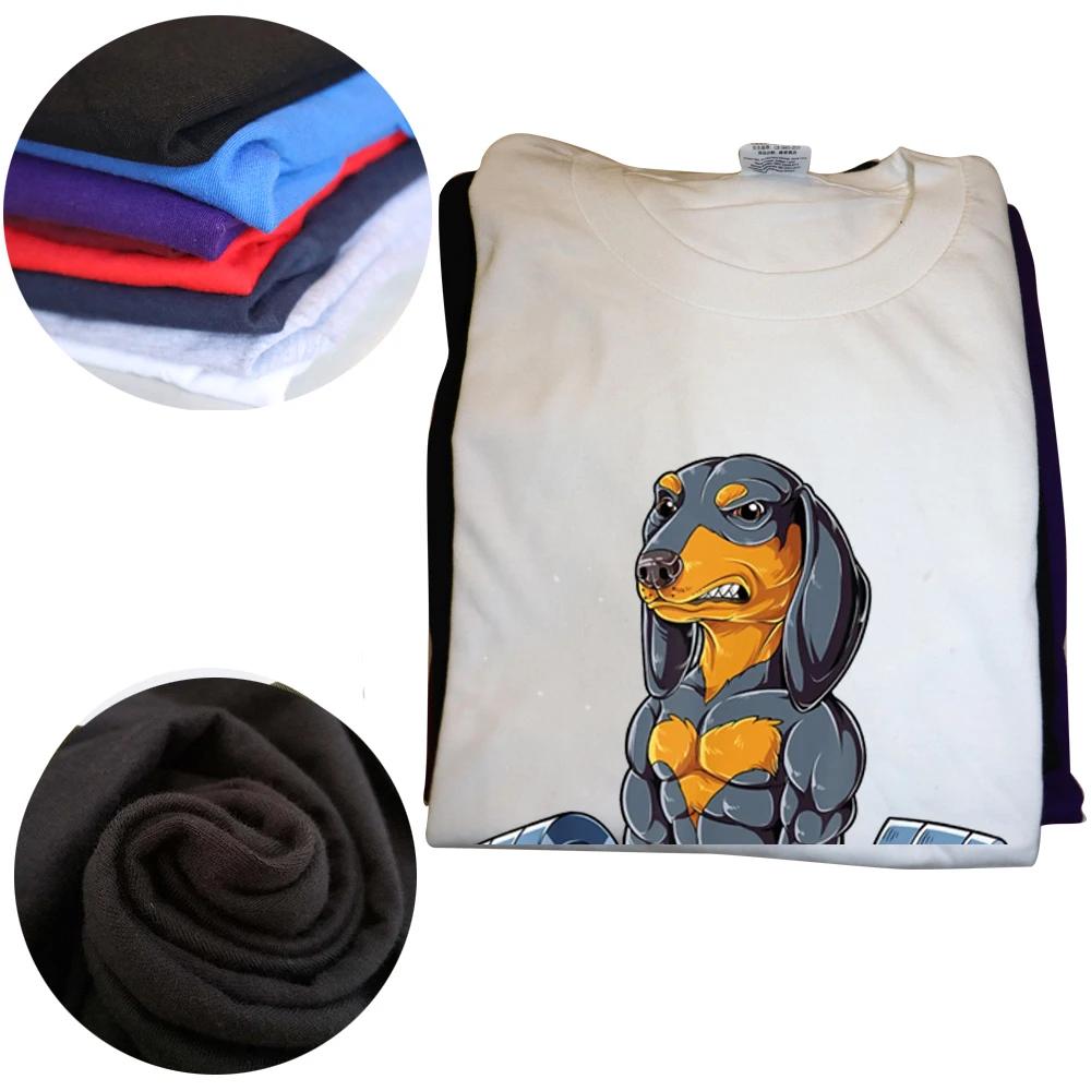 Dachshund Dog Weightlifting Funny Deadlift Gym T Shirts Graphic Cotton Streetwear Short Sleeve Birthday Gifts Summer Tshirt