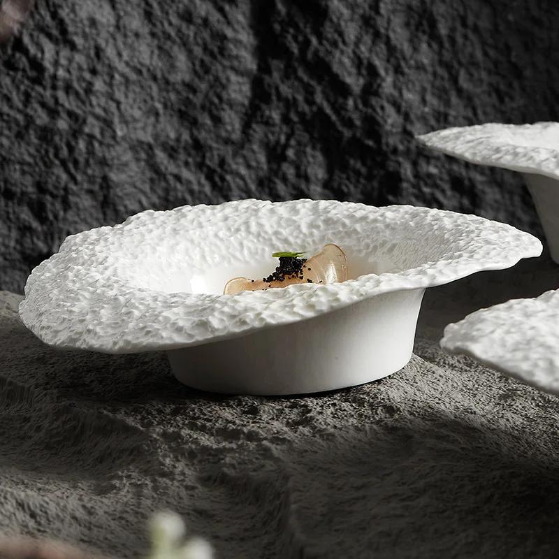 pattern straw hat bowl pasta  ceramic salad  domestic mushroom soup plate deep  senior sense club dinner plate