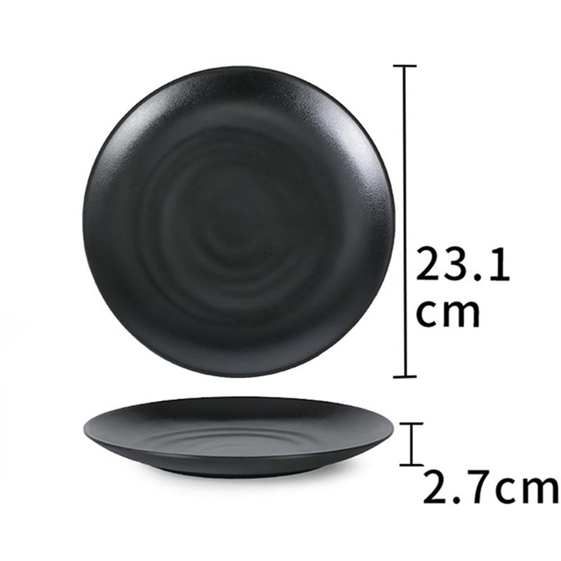 Schwarzer Melamin-Western-Essteller, Serviertablett, Hot Pot, Barbecue, Restaurant-Teller, Porzellanimitat, Geschirr, runder Teller