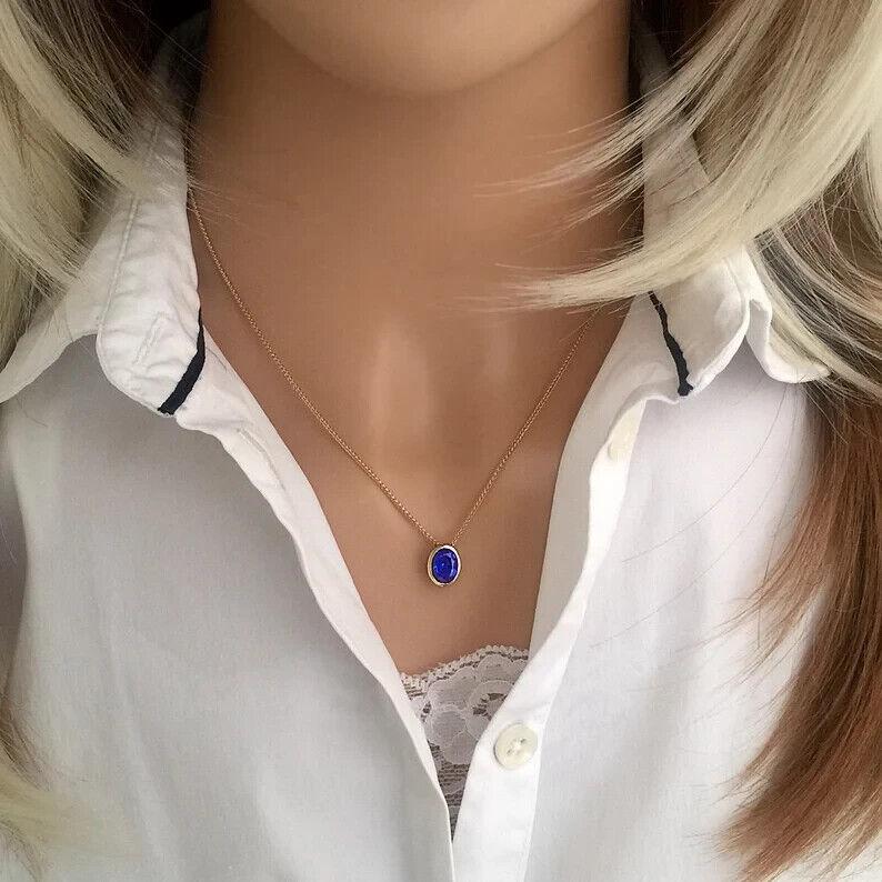 4ct Natural Blue Sapphire Neelam Gemstone Pendant Handmade Solitaire Pendent