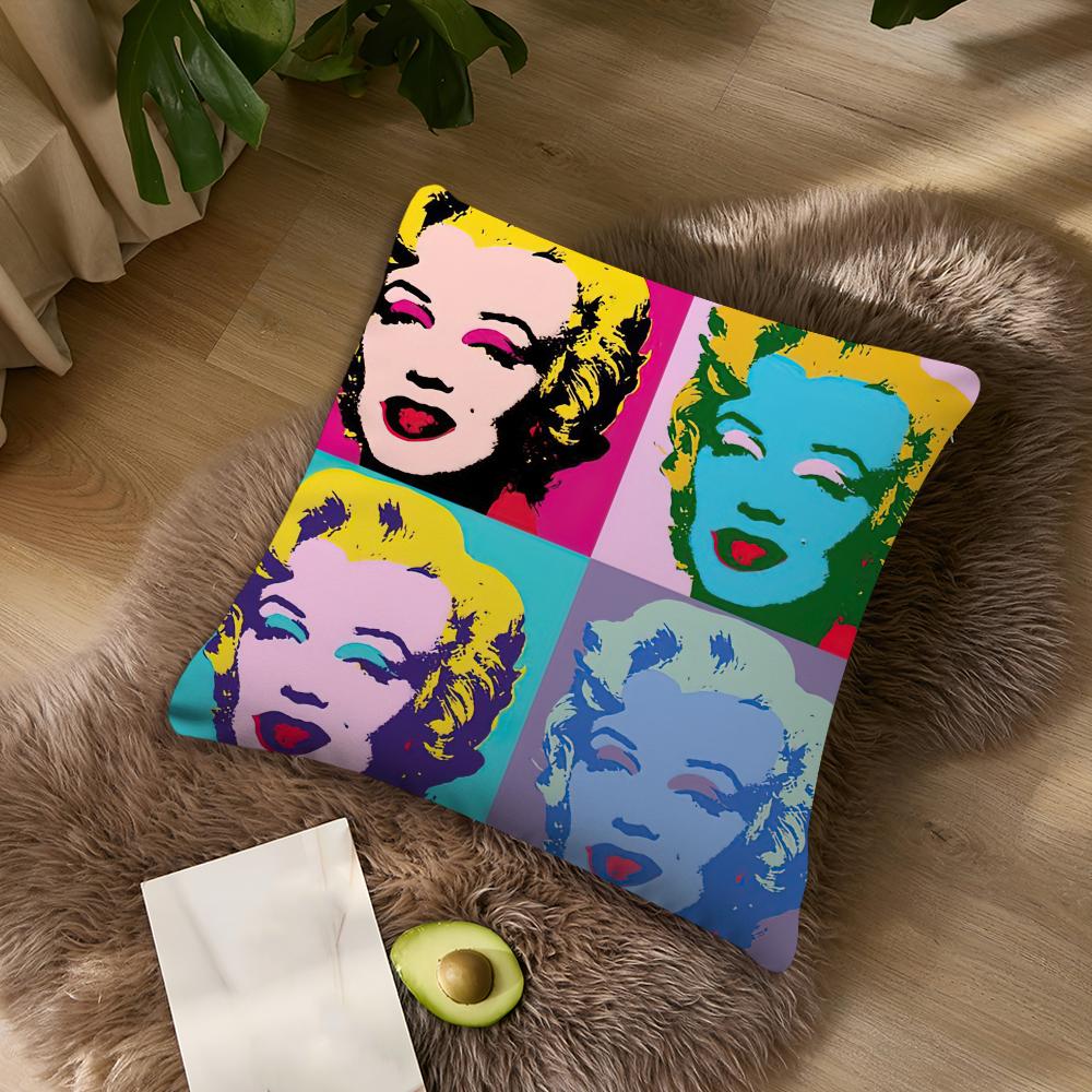 A-Andy W-Warhol Art Cushion Cover Living Room Accent Couch Back Support Square Lounge Restful Nap Companion Pillow Case