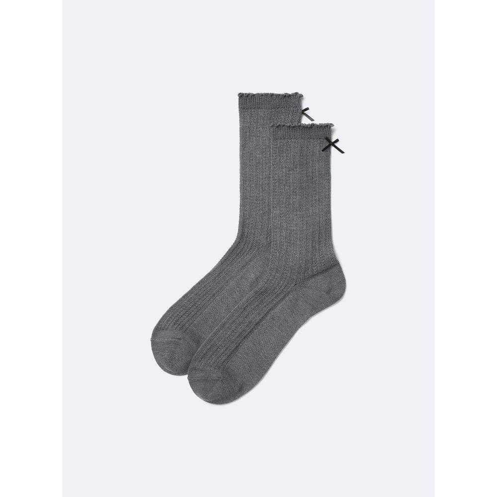 Gu By Uniqlo Crew Socks Back Ribbon