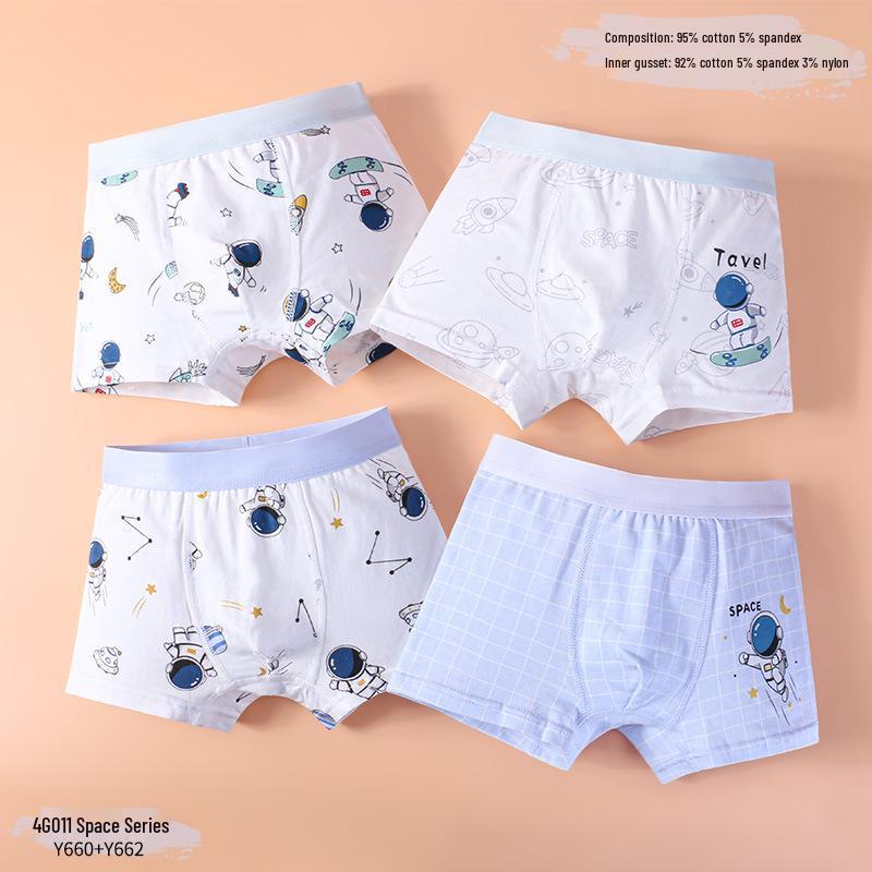 Children's Summer Cotton Boxer Briefs (Class A) for Boys Aged 9-12 - No Pinch Design.