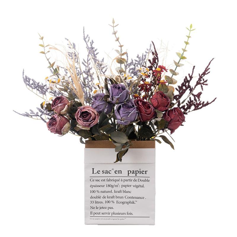 1 Strauß Vintage Seidenrosenstrauß Braut hält künstliche Blume künstliche Blumen