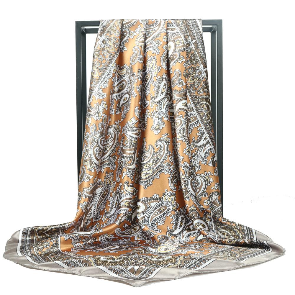 

Высококачественные роскошные шелковые шарфы, повязка на голову, шарфы, шейный шарф для женщин, шелковый шарф с цепочкой, женская декоративная шаль 90*90cm