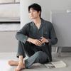 Pajamas Men'S Spring And Autumn Cotton Long Sleeve Autumn Dad Men'S Homewear Wear Outfit
