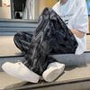 Trendiga Casual Byxor för Herr med Fulltryck i Manchestertyg - Retro Löst Rakt Ben för Vår och Höst.