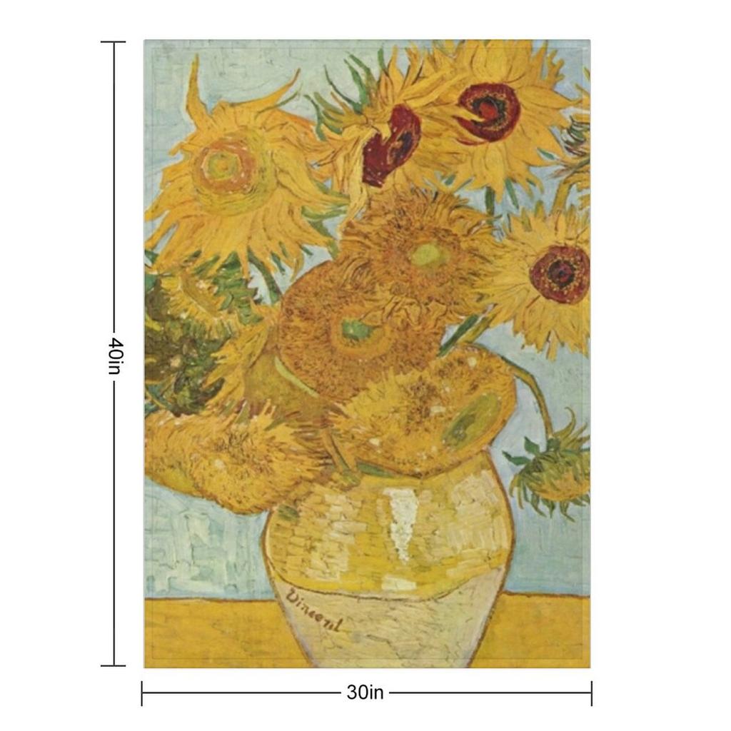Sunflowers - Van Gogh Throw Blanket Flannels Tourist Thins Luxury Designer Blankets