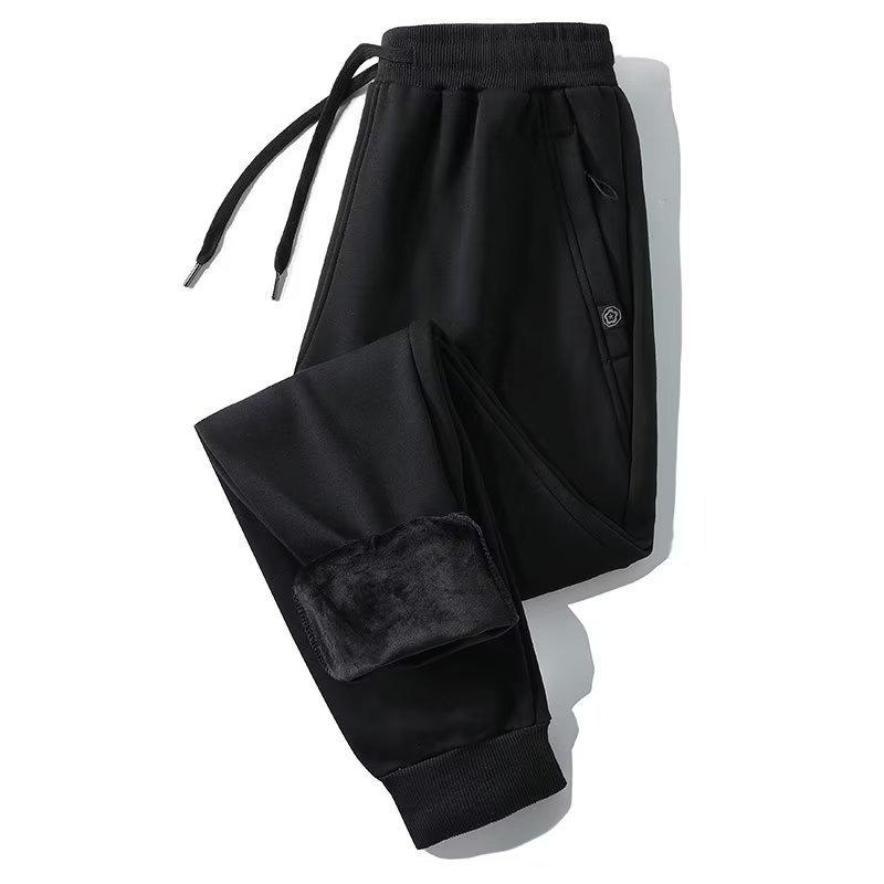 Men's Korean-Style Sweatpants Casual Long Pants for Spring Autumn and Winter Fleece-Lined Thickened Warmth Cuffed Sports Pants