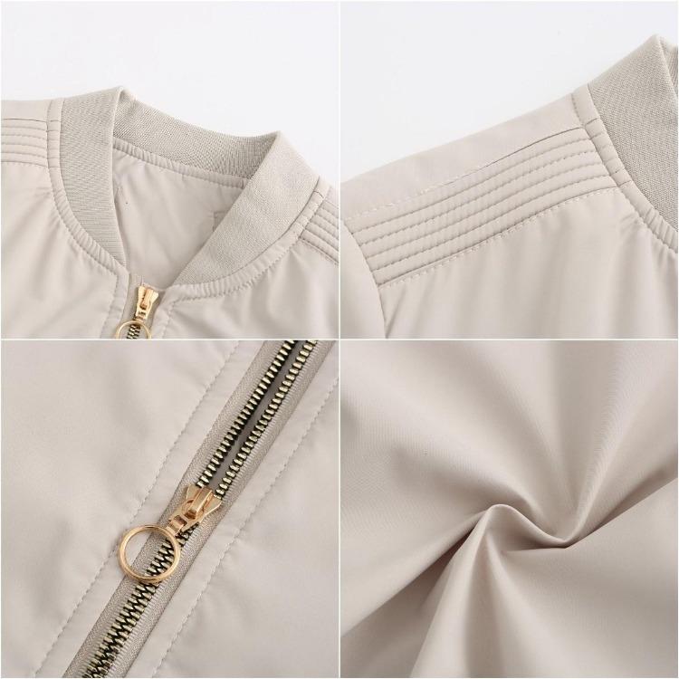 Women's Casual Cotton Bomber Jacket Stand Collar Slim Fit Long Sleeve Thick Outerwear Basic Coats Ladies Motorcycle Fashion