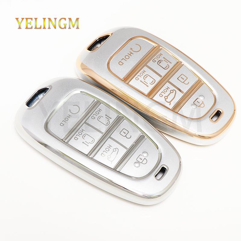6Buttons Tpu Car Remote Key Shell Fob Protector For Hyundai Sonata Tucson Santa Fe Hybrid Nexo Nx4   Case Cover Keychain
