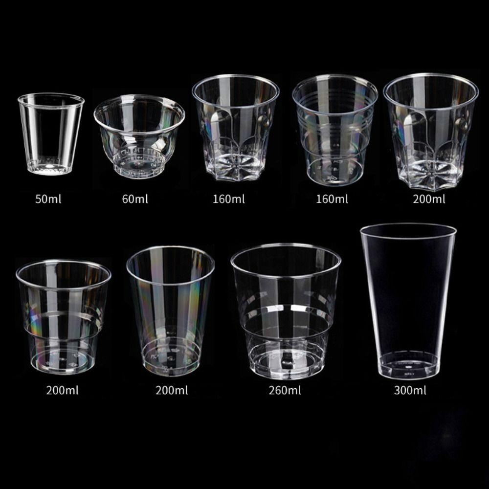 50pcs Plastic Clear Plastic Tumblers Transparent Reusable Muffin Cup Jelly Cups  Cake DIY