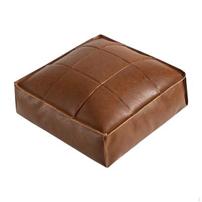 Cushion, PU Leather Pouf, Handmade Ottoman Footstool for Under Desk ,40x40x15cm