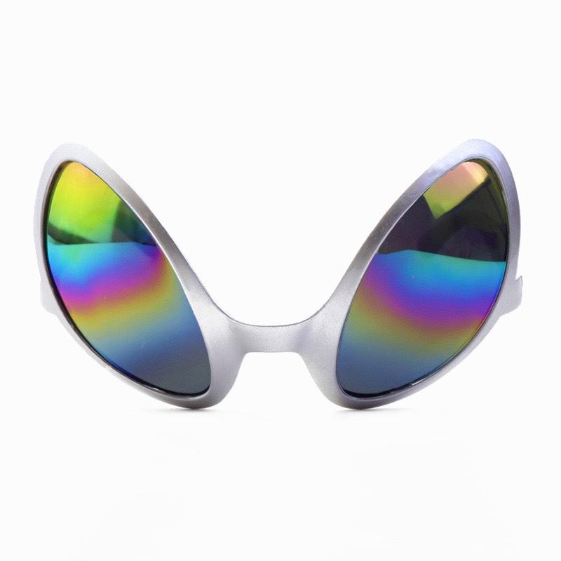 Außerirdisches Antennen-Stirnband mit alberner Brille - Goldener Glitzerball-Raumanzug-Kostüm für Halloween-Party und Cosplay.