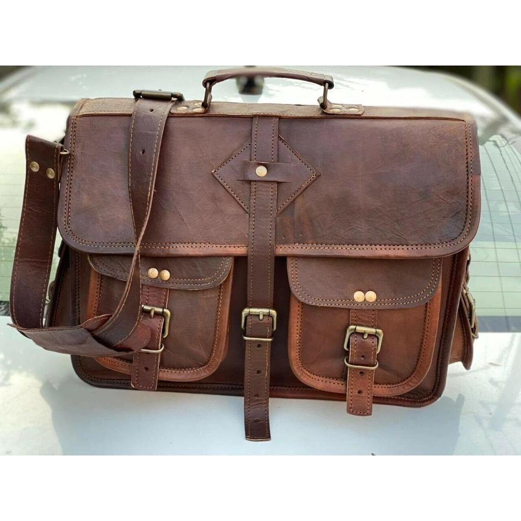 Herren Messenger Laptop Vintage Aktentasche Tasche Leder