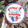 2D Flat, 1pc Patriotic 4th of July Metal Decorative Plaque, Red White Blue Flip Flops Fireworks USA Flag Design, Durable Indoor Outdoor Sign, Perfect