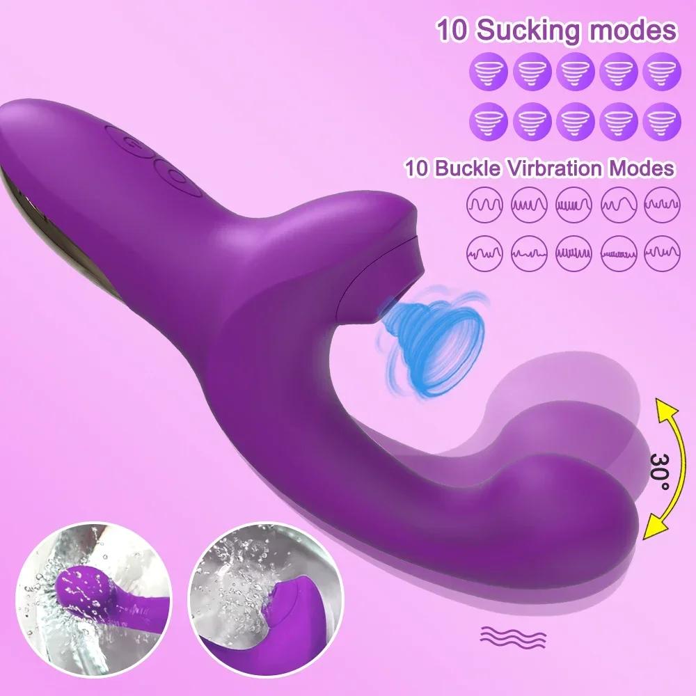 Powerful Sucking Dildo Vibrator for Women Female Clit Sucker Vacuum Clitoris Stimulator Finger Wiggling Vibrator Adult Sex Toy