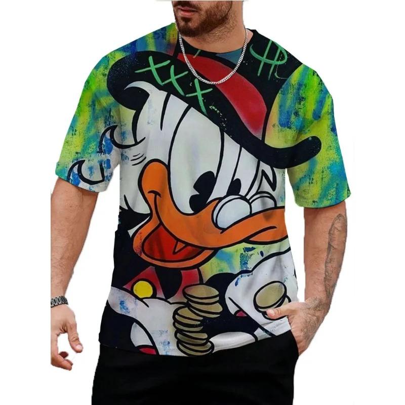 Disney Sommer Herren Niedliches Donald Duck T-Shirt Cartoon Top T-Shirt Herren und Damen Lustige Kurzarm Kleidung Lässige Streetwear