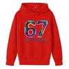Felpa con Cappuccio per Bambini Divertente Stampa 67 Foderata in Pile Ragazzi Casual Sportiva Felpa con Cappuccio Top