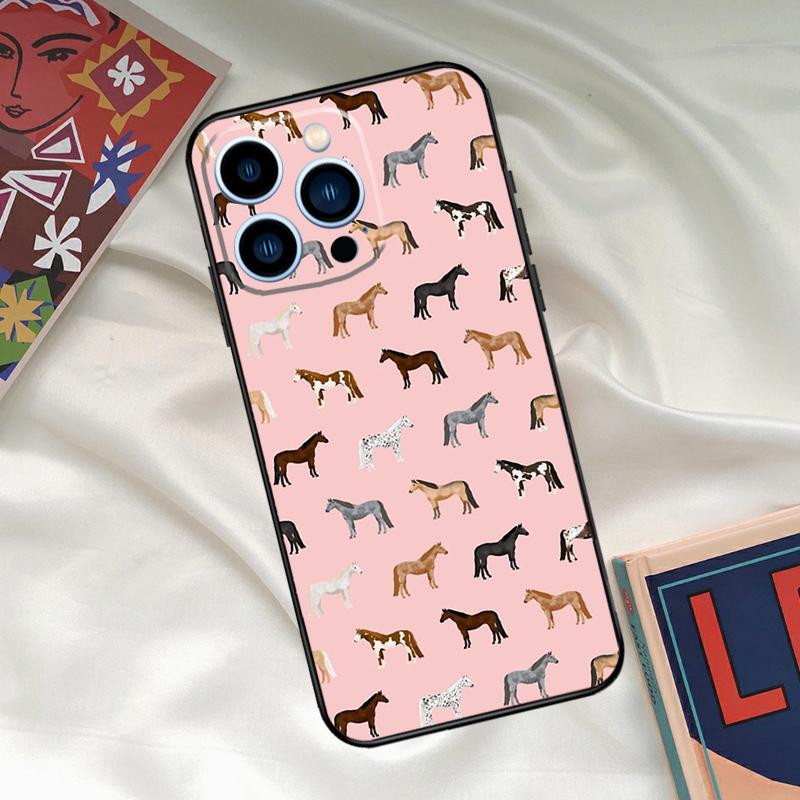 

Horses Pattern Collage Phone Case For iPhone 16 15 14 13 12 11 17 Pro Max 15 16 Plus 12 Mini 16e 17 Air Funda Cover iPhone 15 Pro