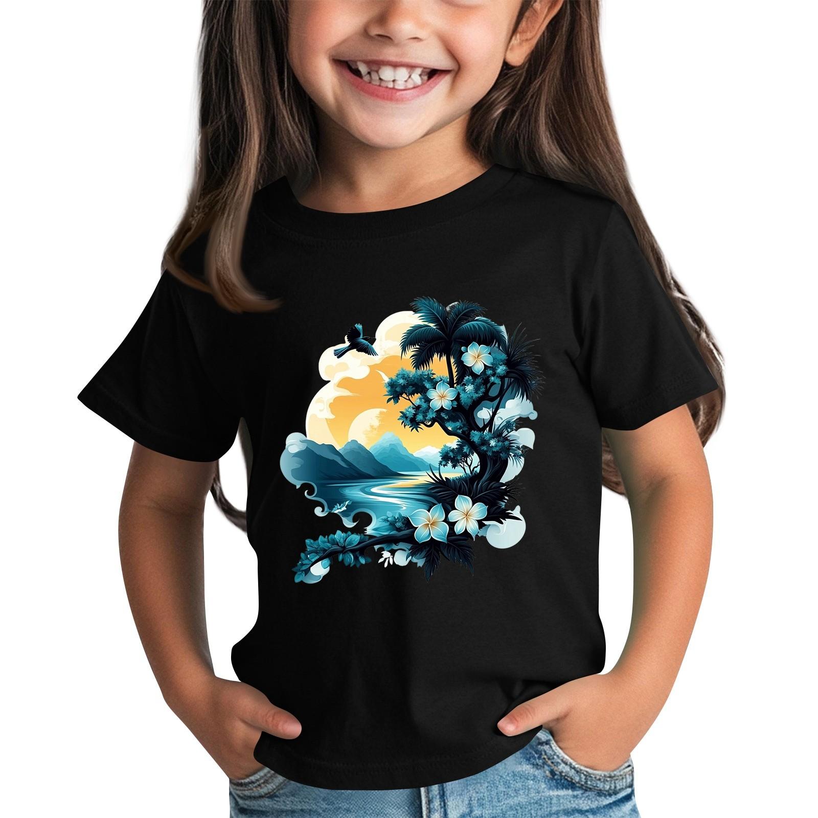 

Детская модная повседневная футболка с круглым вырезом и короткими рукавами 120 чёрный