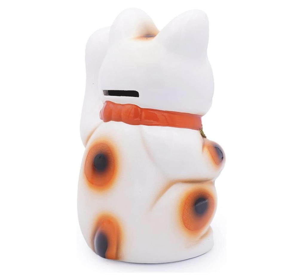 Tokoname Ware White Maneki Neko Left Hand 16cm Made in Japan