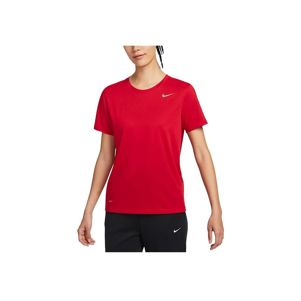 

Nike Женская футболка Dri-Fit Team Legend быстросохнущая удобная с круглым вырезом и коротким рукавом топы университетский красный IB8899-657 XS