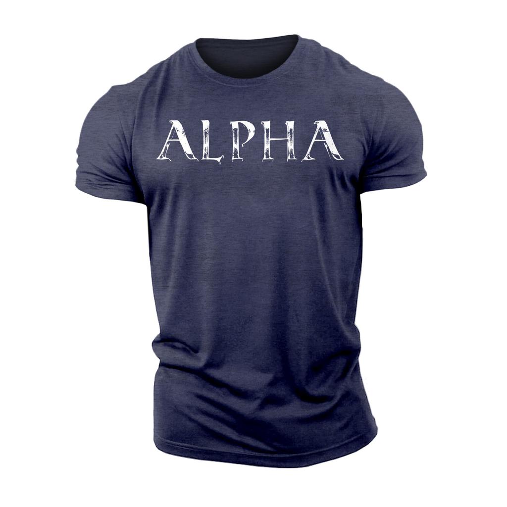 3D Printing Alpha Gym Fitness T-Shirt High Quality Polyester Casual Fashion Men's Short Sleeves Top Muscle Man Tough Guy T-Shirt