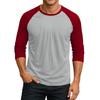 Men's Round Neck Contrast Color Raglan Three-quarter Sleeve Top T-shirt