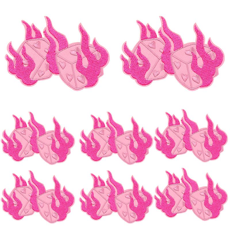 10PCS Wholesale Pink Bow Crown Lips Embroidery Patches For Clothing DIY Thermoadhesive Patches On Clothes Iron On Patch Backpack