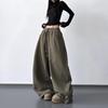 Women's Stylish Black Velvet Wide-Leg Sports Pants - New 2025 Winter Fashion, High Street Casual Style