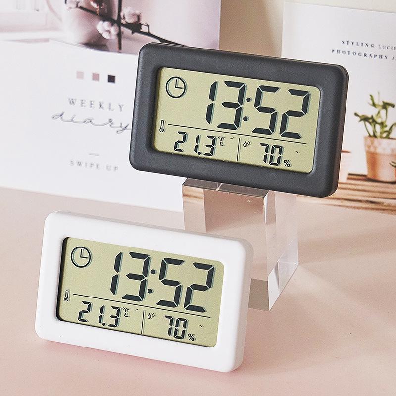 Nordic Style Colorful Clock: Simple Electronic Display with Temperature and Humidity Monitoring, Thin and Convenient Design.