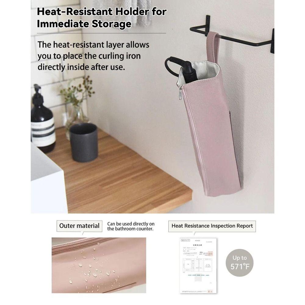 Fashion Heat Resistant Curling Iron Holder Waterproof Hangable Travel Bag Portable Hot Iron Holder