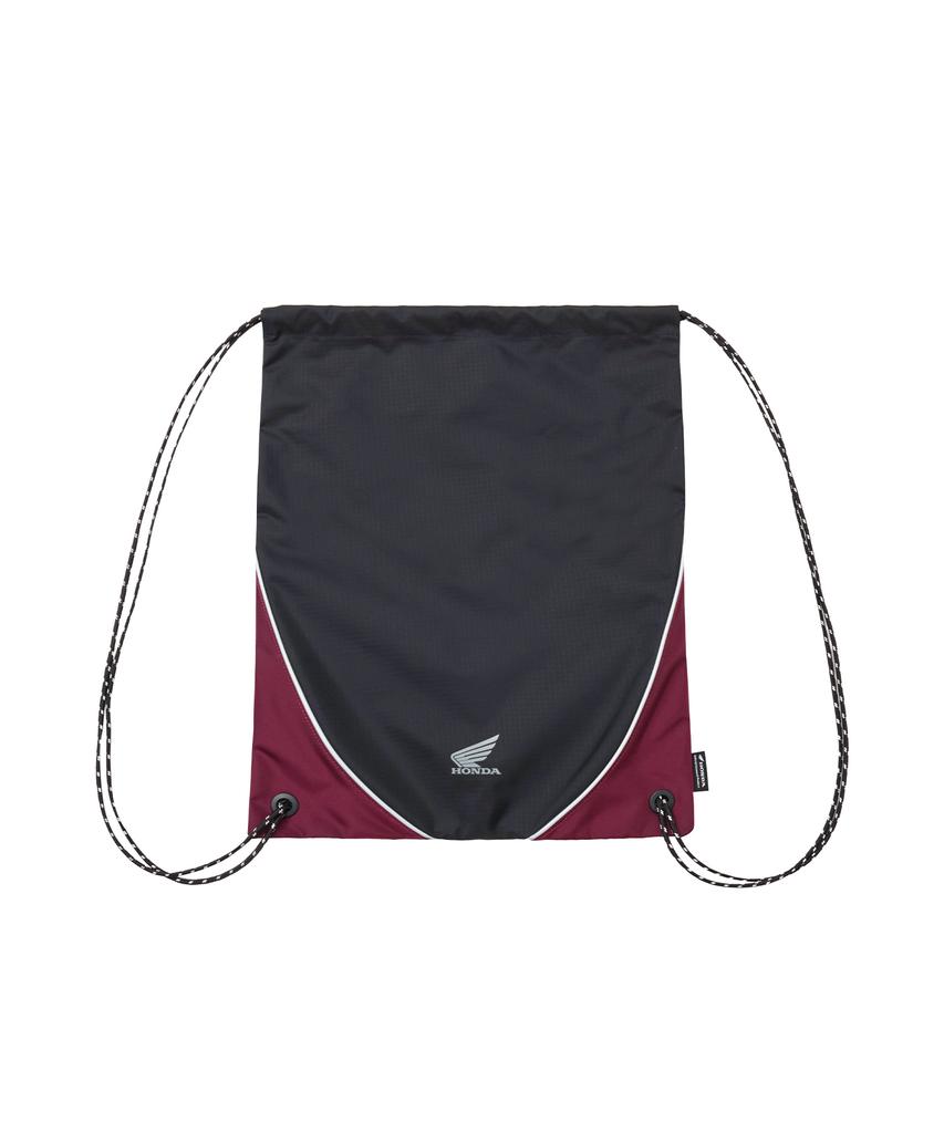 Phyps Motorcycle Nylon Color Block Drawstring Bag Black