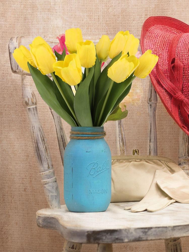 6 Pcs Tulips Artificial Flowers for Decoration Real Looking Fake Tulips Real Touch Flowers Floral Arrangements for Table Home Office Wedding Decor