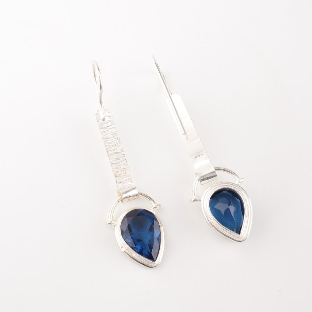 London Blue Topaz Gemstone 925 Sterling Silver Jewelry Handmade Earrings 2.3" EE-166-11