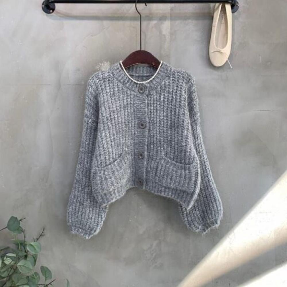 C S In The Room Chunyi Wool alpaCa Balloon Fit Long Sleeve Knit Cardigan 5Color