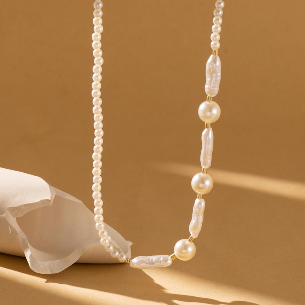 Chic Irregular Faux Pearl Necklace Modern Geometric Style For Fashionable Women Jewelry